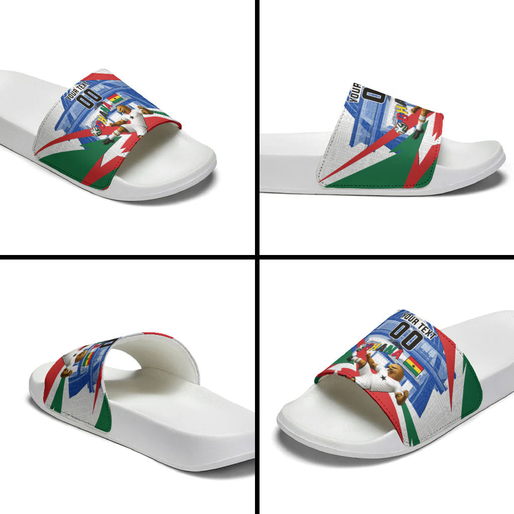 Personalized Ghana Soccer Eagle Slide Sandals Ghana Flag Kente - Black Stars Football Stadium Graphic