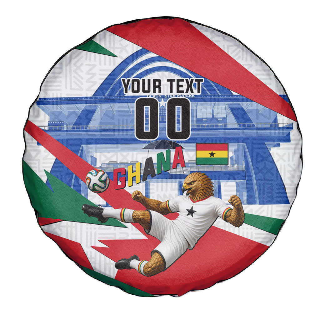Personalized Ghana Soccer Eagle Spare Tire Cover Ghana Flag Kente - Black Stars Football Stadium Graphic