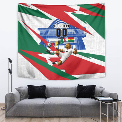 Personalized Ghana Soccer Eagle Tapestry Ghana Flag Kente - Black Stars Football Stadium Graphic