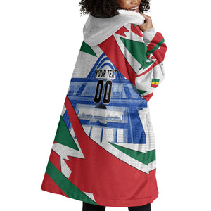 Personalized Ghana Soccer Eagle Wearable Blanket Hoodie Ghana Flag Kente - Black Stars Football Stadium Graphic