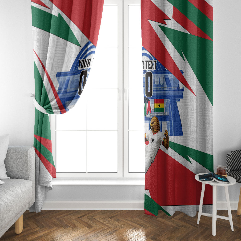 Personalized Ghana Soccer Eagle Window Curtain Ghana Flag Kente - Black Stars Football Stadium Graphic