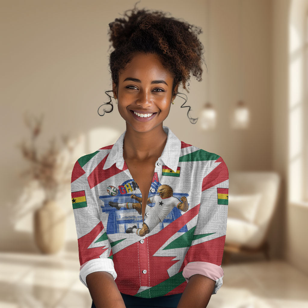 Personalized Ghana Soccer Eagle Women Casual Shirt Ghana Flag Kente - Black Stars Football Stadium Graphic
