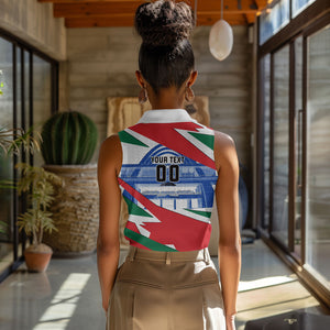Personalized Ghana Soccer Eagle Women Sleeveless Polo Shirt Ghana Flag Kente - Black Stars Football Stadium Graphic