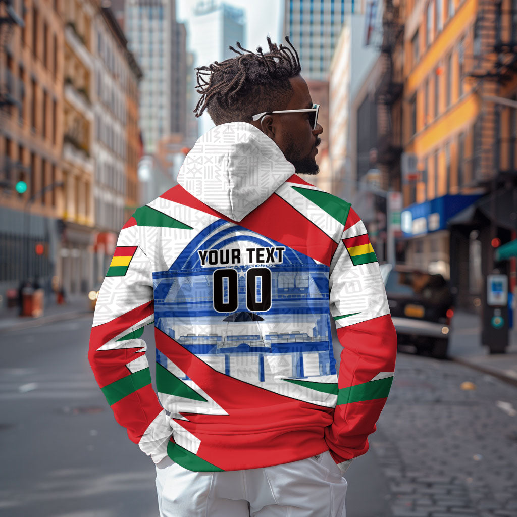Personalized Ghana Soccer Eagle Zip Hoodie Ghana Flag Kente - Black Stars Football Stadium Graphic