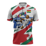 Personalized Ghana Soccer Eagle Zipper Polo Shirt Ghana Flag Kente - Black Stars Football Stadium Graphic