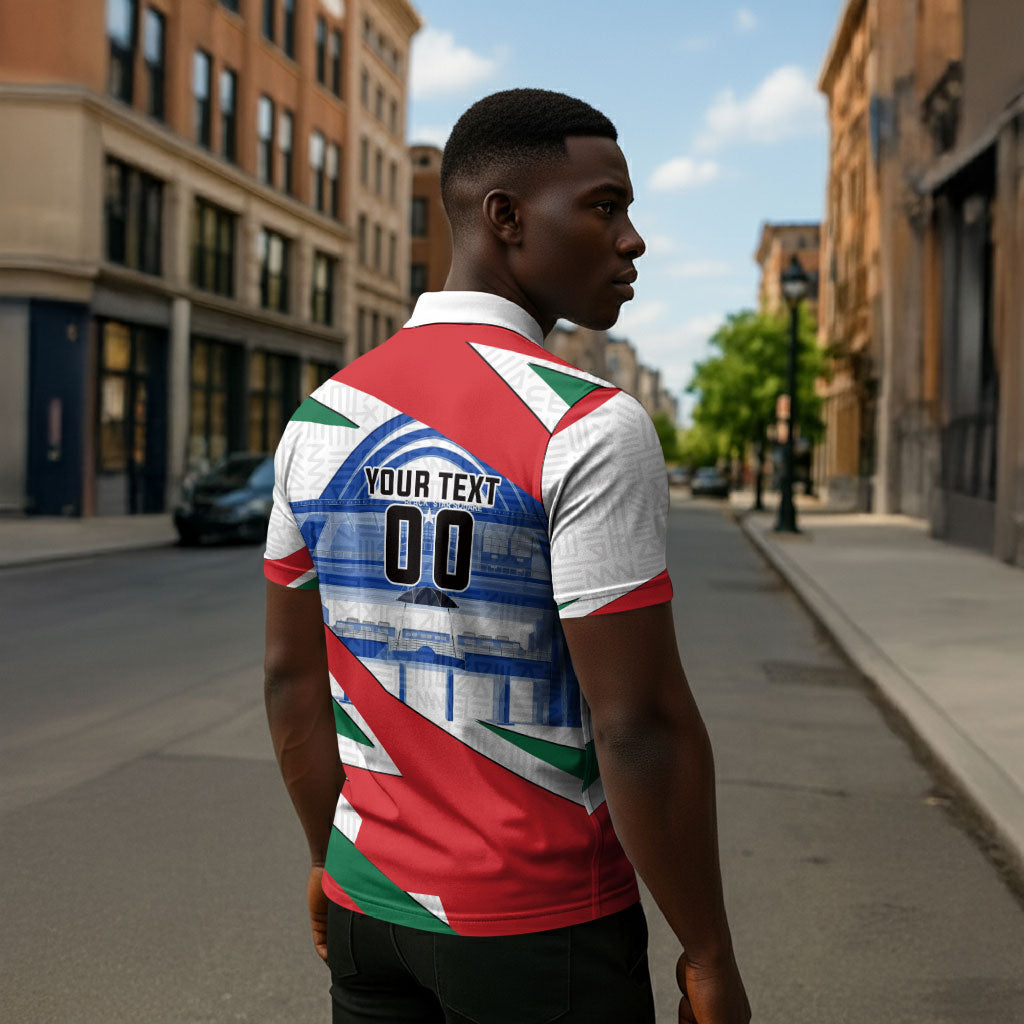 Personalized Ghana Soccer Eagle Zipper Polo Shirt Ghana Flag Kente - Black Stars Football Stadium Graphic