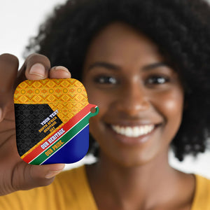 Personalized South Africa Heritage Day AirPods Case One Nation Many Stories Geometric Flag Pattern