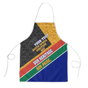 Personalized South Africa Heritage Day Apron One Nation Many Stories Geometric Flag Pattern