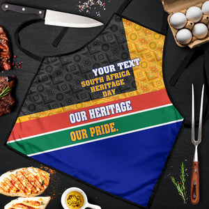 Personalized South Africa Heritage Day Apron One Nation Many Stories Geometric Flag Pattern