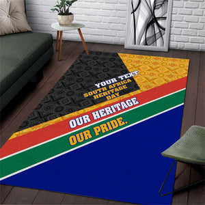 Personalized South Africa Heritage Day Area Rug One Nation Many Stories Geometric Flag Pattern