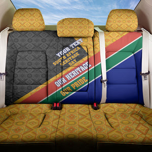 Personalized South Africa Heritage Day Back Car Seat Cover One Nation Many Stories Geometric Flag Pattern