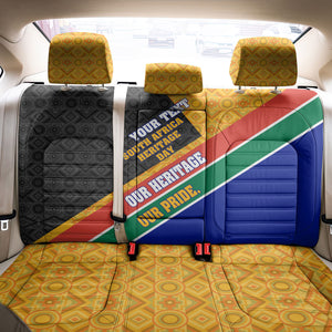 Personalized South Africa Heritage Day Back Car Seat Cover One Nation Many Stories Geometric Flag Pattern