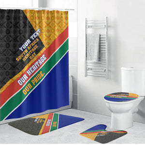 Personalized South Africa Heritage Day Bathroom Set One Nation Many Stories Geometric Flag Pattern
