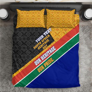Personalized South Africa Heritage Day Bedding Set One Nation Many Stories Geometric Flag Pattern