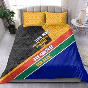 Personalized South Africa Heritage Day Bedding Set One Nation Many Stories Geometric Flag Pattern