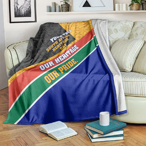 Personalized South Africa Heritage Day Blanket One Nation Many Stories Geometric Flag Pattern