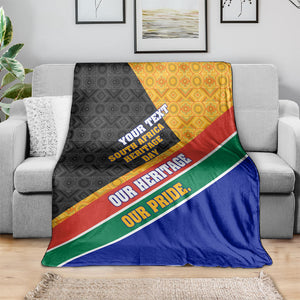 Personalized South Africa Heritage Day Blanket One Nation Many Stories Geometric Flag Pattern