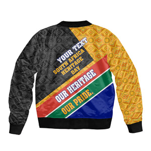 Personalized South Africa Heritage Day Bomber Jacket One Nation Many Stories Geometric Flag Pattern