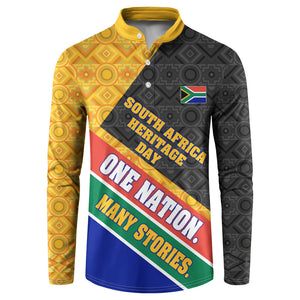Personalized South Africa Heritage Day Button Sweatshirt One Nation Many Stories Geometric Flag Pattern