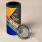 Personalized South Africa Heritage Day 4 in 1 Can Cooler Tumbler One Nation Many Stories Geometric Flag Pattern
