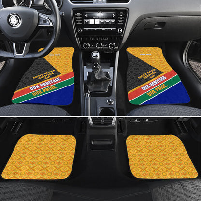 Personalized South Africa Heritage Day Car Mats One Nation Many Stories Geometric Flag Pattern