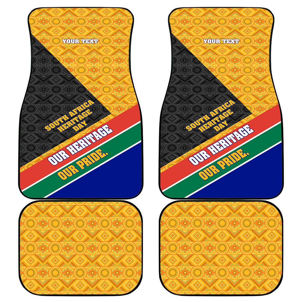 Personalized South Africa Heritage Day Car Mats One Nation Many Stories Geometric Flag Pattern