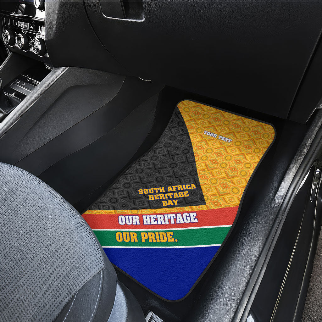 Personalized South Africa Heritage Day Car Mats One Nation Many Stories Geometric Flag Pattern