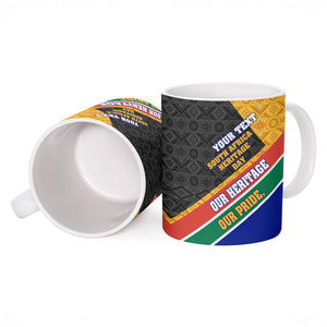 Personalized South Africa Heritage Day Ceramic Mug One Nation Many Stories Geometric Flag Pattern