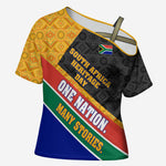 Personalized South Africa Heritage Day Cross Shoulder Shirt One Nation Many Stories Geometric Flag Pattern