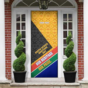 Personalized South Africa Heritage Day Door Cover One Nation Many Stories Geometric Flag Pattern
