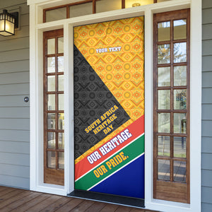 Personalized South Africa Heritage Day Door Cover One Nation Many Stories Geometric Flag Pattern