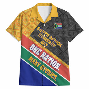 Personalized South Africa Heritage Day Hawaiian Shirt One Nation Many Stories Geometric Flag Pattern