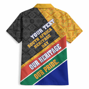 Personalized South Africa Heritage Day Hawaiian Shirt One Nation Many Stories Geometric Flag Pattern