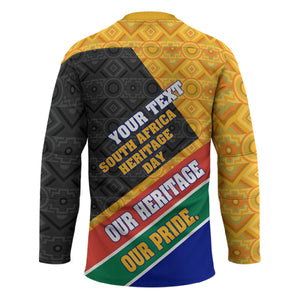Personalized South Africa Heritage Day Hockey Jersey One Nation Many Stories Geometric Flag Pattern