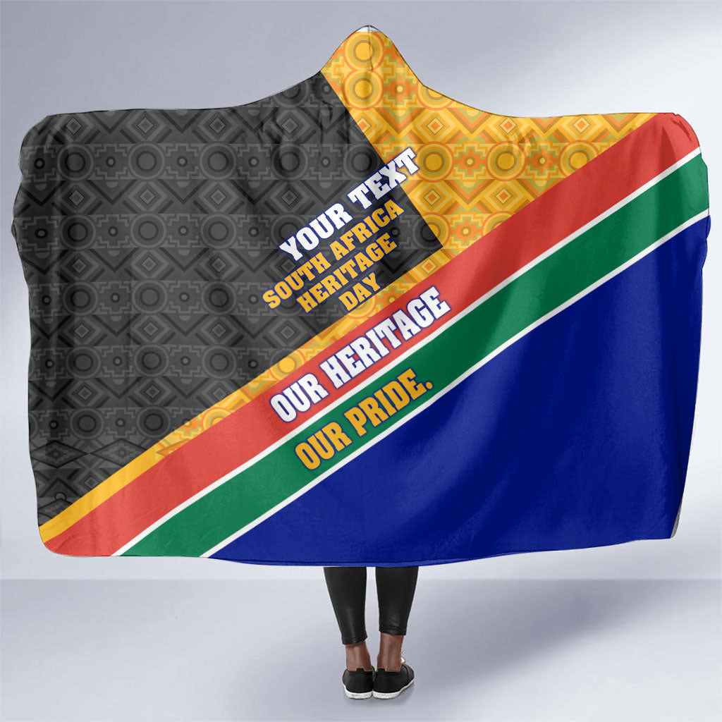 Personalized South Africa Heritage Day Hooded Blanket One Nation Many Stories Geometric Flag Pattern