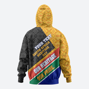 Personalized South Africa Heritage Day Hoodie One Nation Many Stories Geometric Flag Pattern