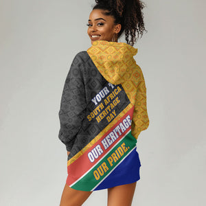 Personalized South Africa Heritage Day Hoodie Dress One Nation Many Stories Geometric Flag Pattern