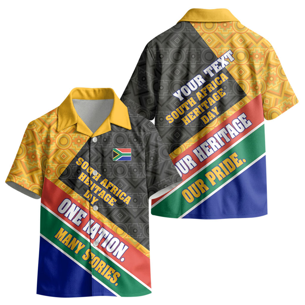 Personalized South Africa Heritage Day Kid Hawaiian Shirt One Nation Many Stories Geometric Flag Pattern