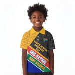 Personalized South Africa Heritage Day Kid Polo Shirt One Nation Many Stories Geometric Flag Pattern