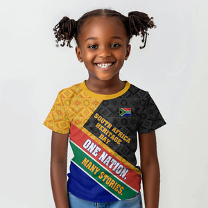 Personalized South Africa Heritage Day Kid T shirt One Nation Many Stories Geometric Flag Pattern