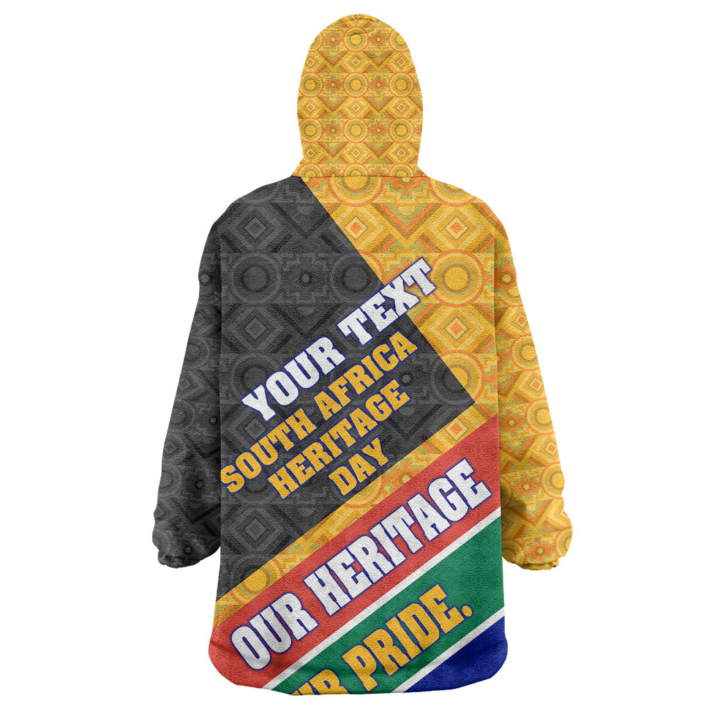 Personalized South Africa Heritage Day Kid Wearable Blanket Hoodie One Nation Many Stories Geometric Flag Pattern