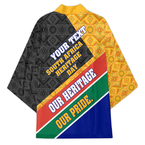 Personalized South Africa Heritage Day Kimono One Nation Many Stories Geometric Flag Pattern