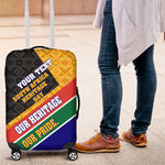 Personalized South Africa Heritage Day Luggage Cover One Nation Many Stories Geometric Flag Pattern