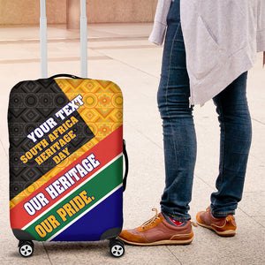 Personalized South Africa Heritage Day Luggage Cover One Nation Many Stories Geometric Flag Pattern