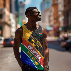 Personalized South Africa Heritage Day Men Tank Top One Nation Many Stories Geometric Flag Pattern