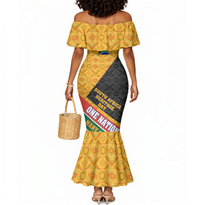 Personalized South Africa Heritage Day Mermaid Dress One Nation Many Stories Geometric Flag Pattern