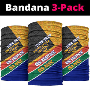 Personalized South Africa Heritage Day Neck Gaiter One Nation Many Stories Geometric Flag Pattern