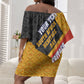 Personalized South Africa Heritage Day Off Shoulder Short Dress One Nation Many Stories Geometric Flag Pattern