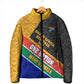 Personalized South Africa Heritage Day Padded Jacket One Nation Many Stories Geometric Flag Pattern
