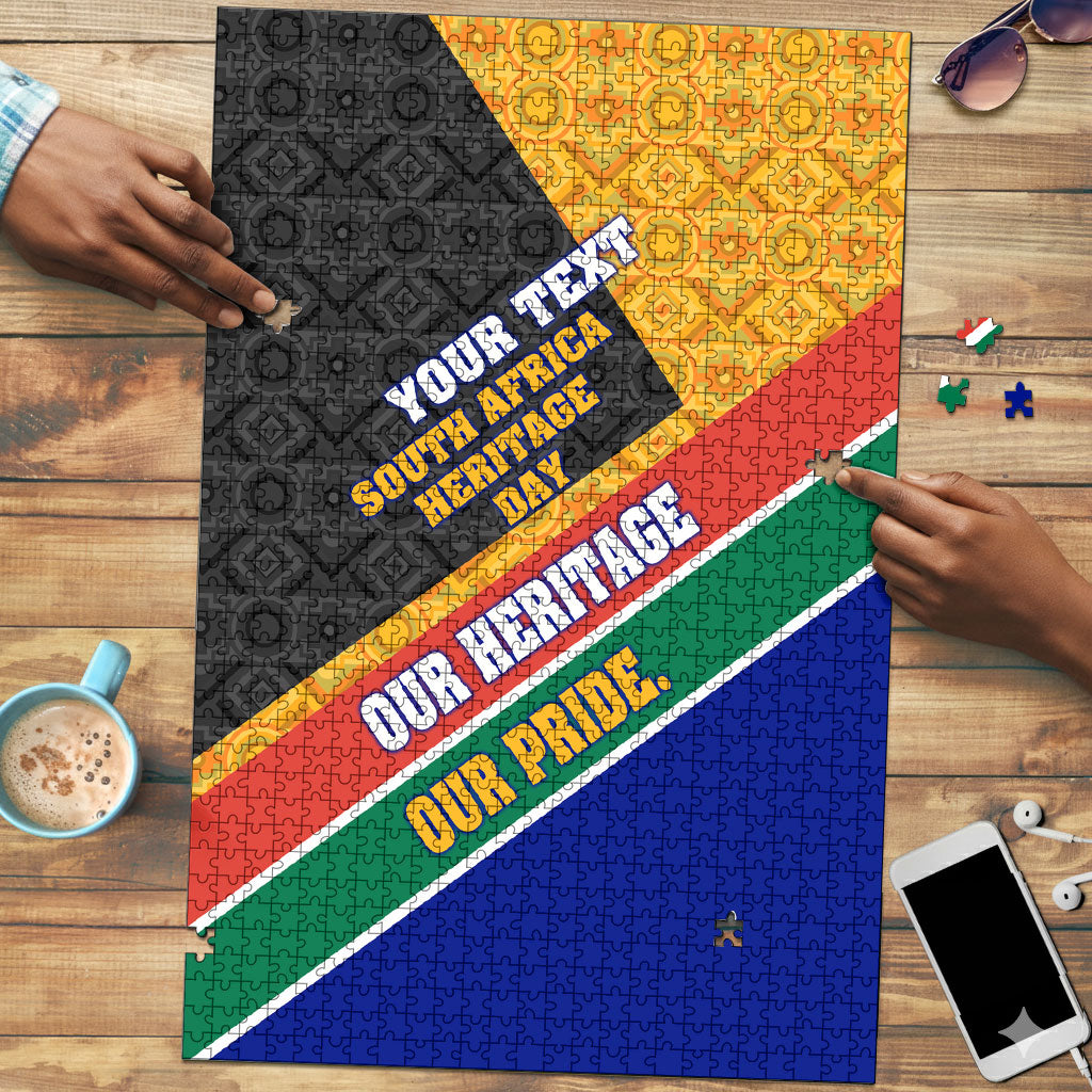 Personalized South Africa Heritage Day Puzzle One Nation Many Stories Geometric Flag Pattern